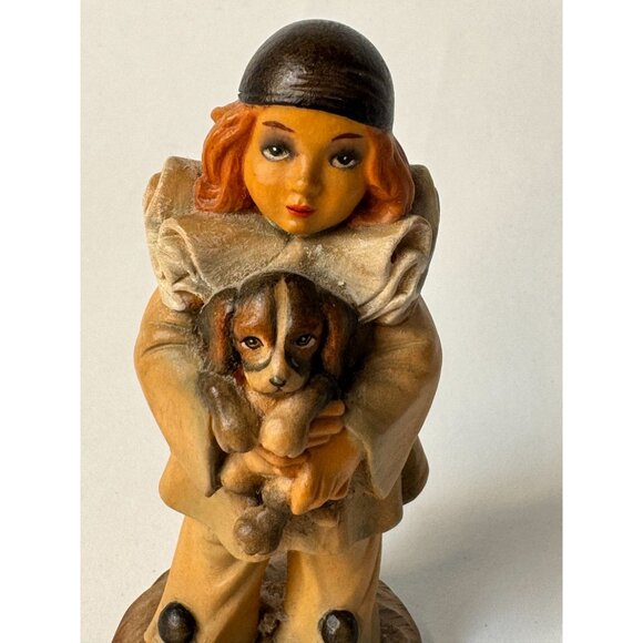Vintage ANRI Figurine "Ed Michel Oks" Child Holding Puppy Hand-Carved Wood Italy - Picture 10 of 16